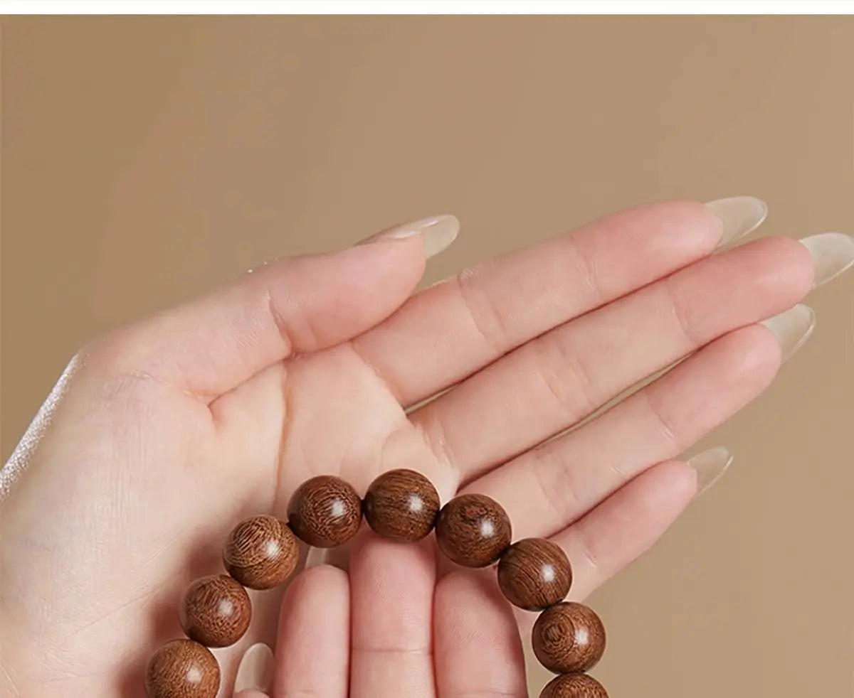 天然金丝楠木佛珠手串｜男女沉香木质念珠护身