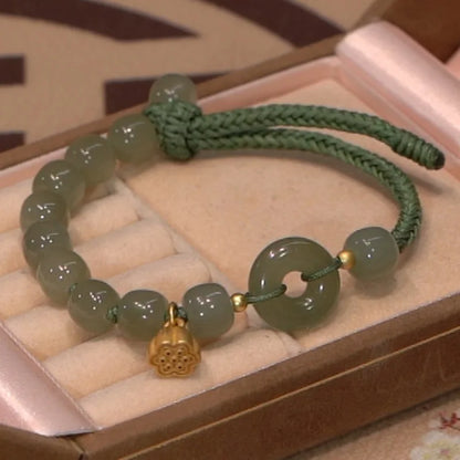 Hetian Jade Leaf Bracelet ｜ Vintage Handmade Feng Shui Charm