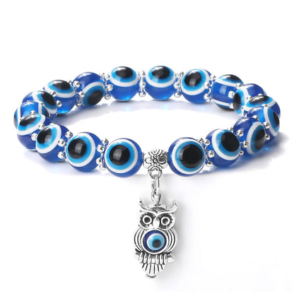 10mm Lucky Blue Evil Eye Bracelet with Charm Pendants