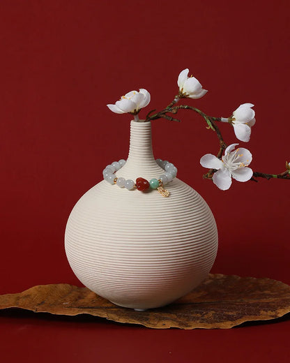 Light Purple Hetian Jade & Pearl Bracelet｜Elegant Continuous Hand String Gift