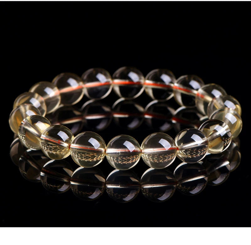 Natural Citrine 10-12mm Beaded Bracelet — Unisex Handmade