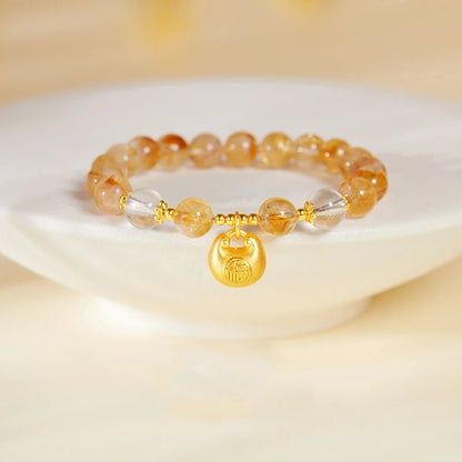 Natural Yellow Tower Crystal Golden White Crystal Lucky Charm Stone Original Design Enhance Energy Purification Wealth Bracelet