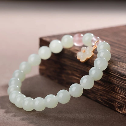 Peach Blossom Hotan Jade Ice-Bead Hand Chain｜Clear Water Bracelet