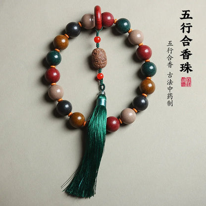 Harmony Elements 17-Bead Five-Directions Herbal Wood Buddha Bracelet