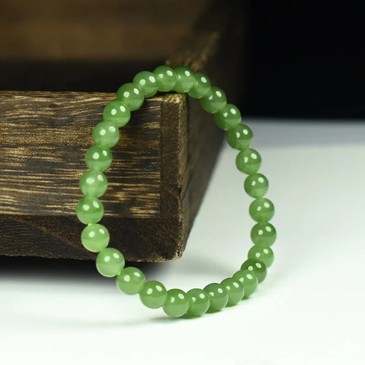Hetian Jade 6mm Round Bead Bracelet — Boho Guardian