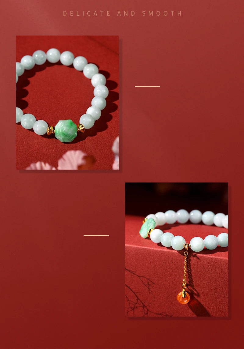 Natural Jade Ball Bracelet — Vintage Lucky Handmade Charm