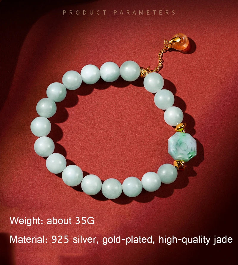 Natural Jade Ball Bracelet — Vintage Lucky Handmade Charm