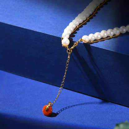 Freshwater Pearl Double-Circle Choker Pendant Premium