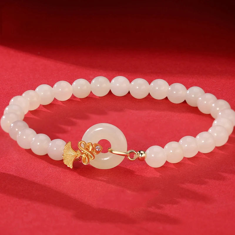 Natural Hetian Jade Carnation Bracelet — Mother's Day Gift