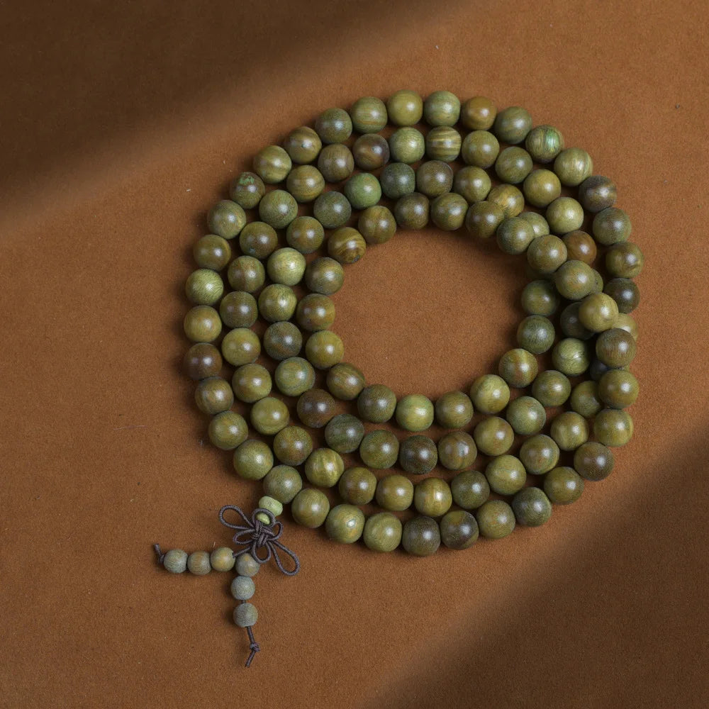 Green Buddha Sandalwood Bracelet — Ethnic Feng Shui Charm