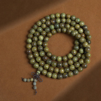 Green Buddha Sandalwood Bracelet — Ethnic Feng Shui Charm