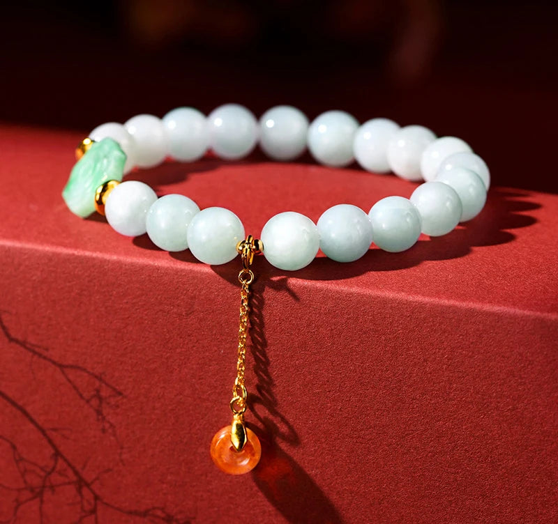 Natural Jade Ball Bracelet — Vintage Lucky Handmade Charm