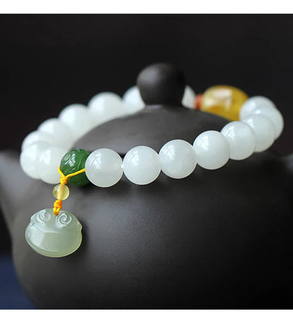 Hetian White Jade Buddha Adjustable Bracelet｜Elegant Friendship Gift