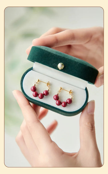 Handmade Red Agate Drop Earrings | Vintage Feng Shui Charm