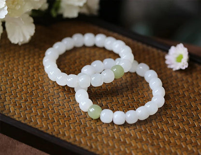Hotan White Jade 10mm Bead Bracelet｜Single Circle Lucky Amulet