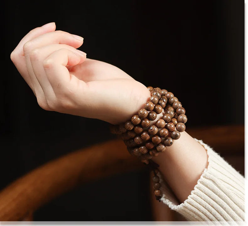 Old Seasoned Chicken Wing Wooden Buddha Prayer Beads Pieces Wind Men And Women Bracelet Holding Gift  Wooden jewelry