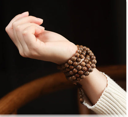 Old Seasoned Chicken Wing Wooden Buddha Prayer Beads Pieces Wind Men And Women Bracelet Holding Gift  Wooden jewelry