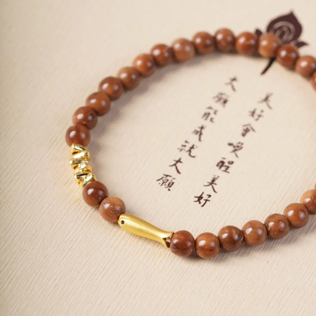 Ancient Bodhi Wood Bracelet — Single Circle DIY Lucky Beads