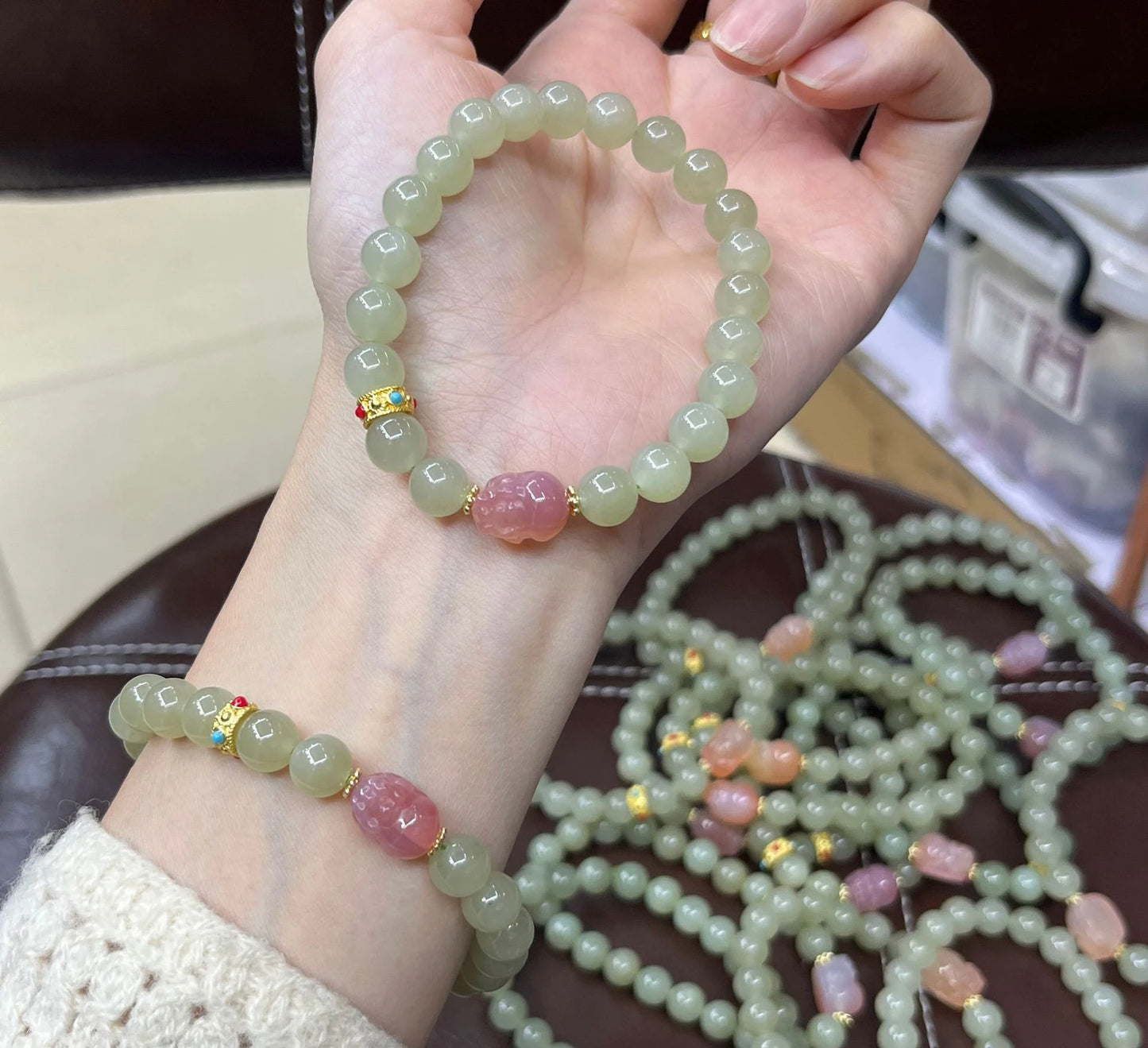 Natural White Hetian Jade Bangle – Lucky Red Skin Clear Water