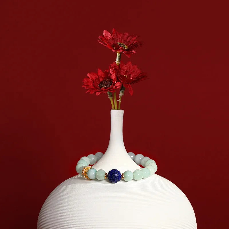 Natural Jadeite Agate Lapis Lazuli Beaded Bracelet for Women