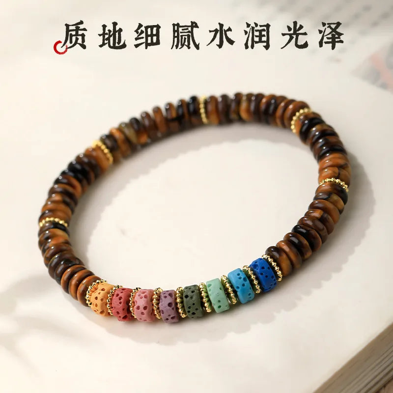 Natural Crystal Women s Dongling Jade Tiger Eye Stone Sliced Bracelet New Chinese Dopamine Style Year Jewelry