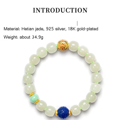 Lapis Lazuli & Hotan Jade Enamel Bracelet｜S925 Silver Plated