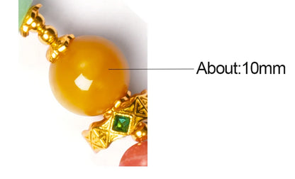 Hetian Jasper & Wax Amber Hand Chain｜Tibetan Silver Rope