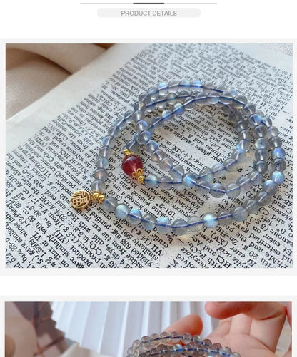 Moonlight Gray & Blue Treasure Bead Bracelet — Unisex Feng Shui Gift