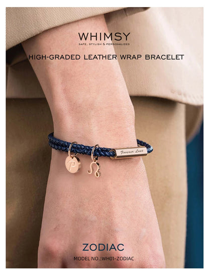 十二星座真皮缠绕手链｜男女同款磁扣 可刻字生日守护礼物