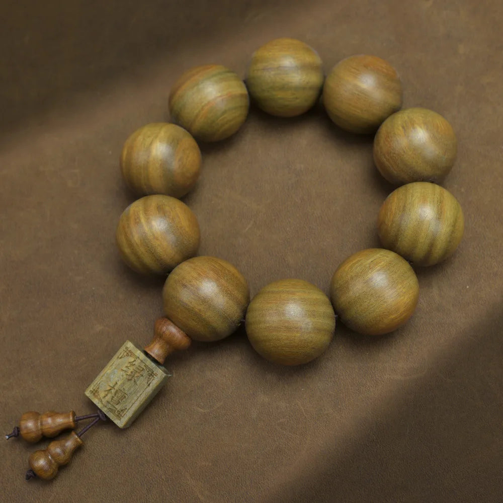 Green Buddha Sandalwood Bracelet — Ethnic Feng Shui Charm