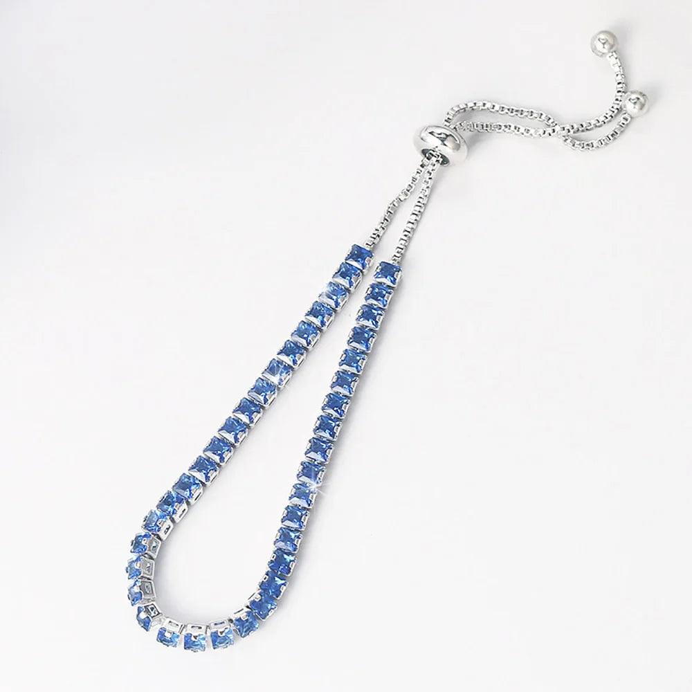 Mystic Blue Zirconia Adjustable Tennis Bracelet