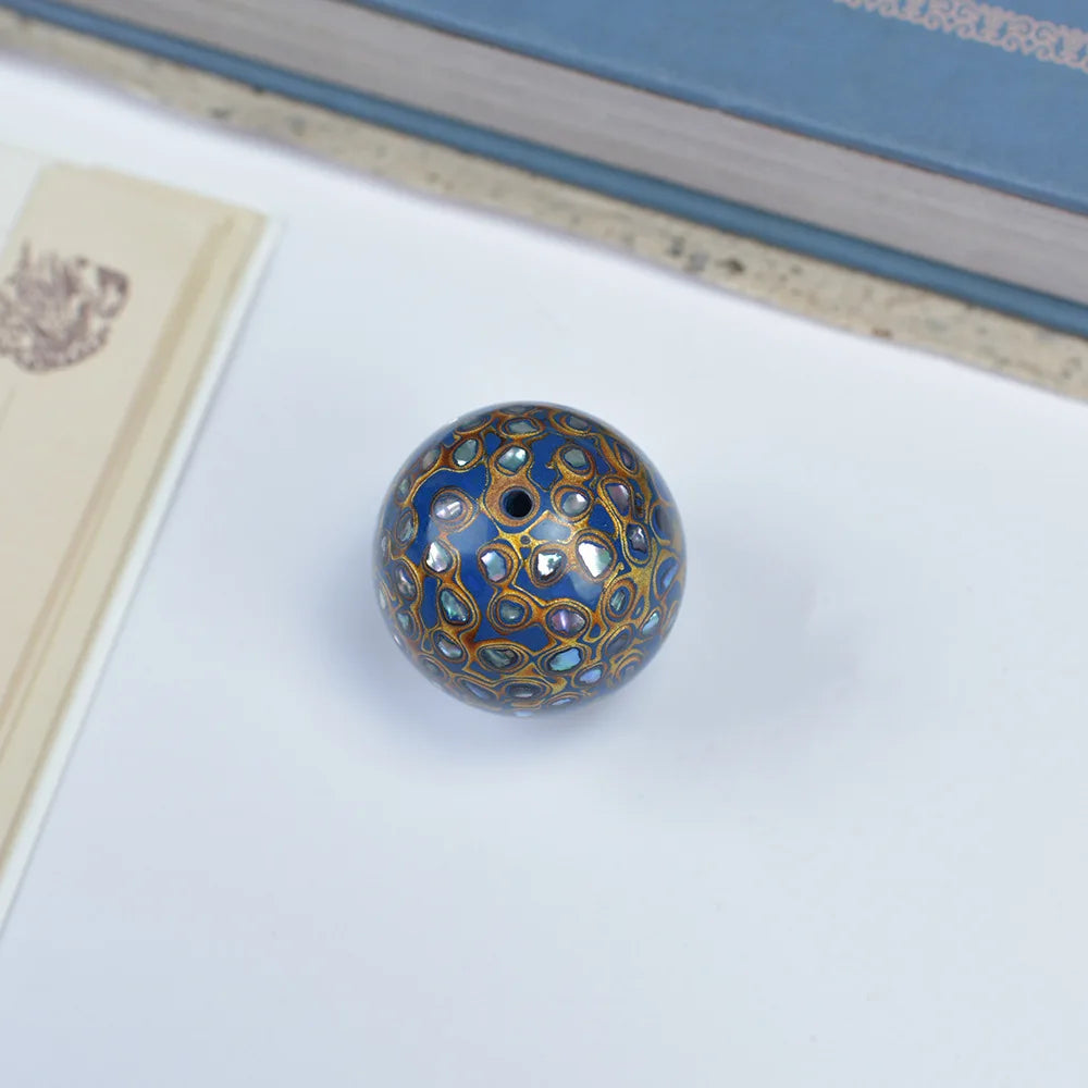 Antique Wood Circle Bracelet with Mother-of-Pearl Luck Charm