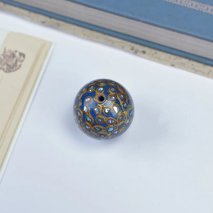 Antique Wood Circle Bracelet with Mother-of-Pearl Luck Charm