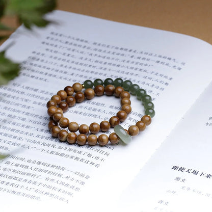 Hotan Jade 8mm Double-Layer Buddhist Bracelet｜Feng Shui Amulet