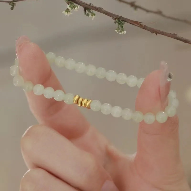 Natural Hotan Gradient Round Bead Bracelet for Her