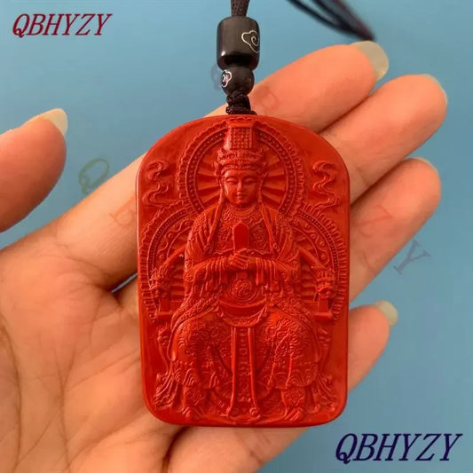Natural Red Cinnabar Mazu Pendant Necklace — Feng Shui Guardian