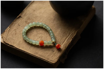 Hetian Jade 7mm Lotus String Bracelet — Nephrite Single Circle