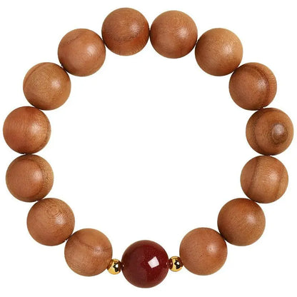 Wild Peach Wood Cinnabar Rosary Bracelet - Aventurine Amulet