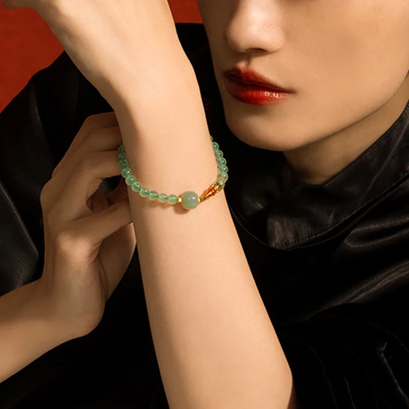 Handmade S925 Enamel Round-Bead Bracelet — Mystic Lucky Charm for Women