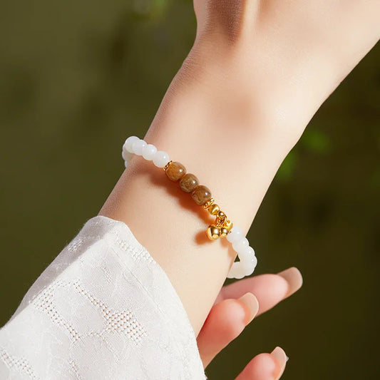 White Hotan Jade Adjustable Bracelet — Luxury Feng Shui Beads