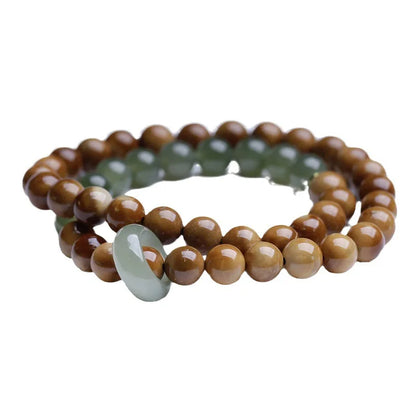 Hotan Jade 8mm Double-Layer Buddhist Bracelet｜Feng Shui Amulet