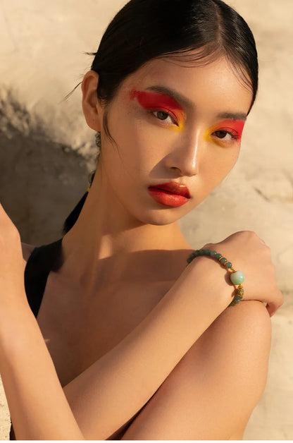 Hetian Jade Bead Bracelet | Tibetan Silver Minimalist