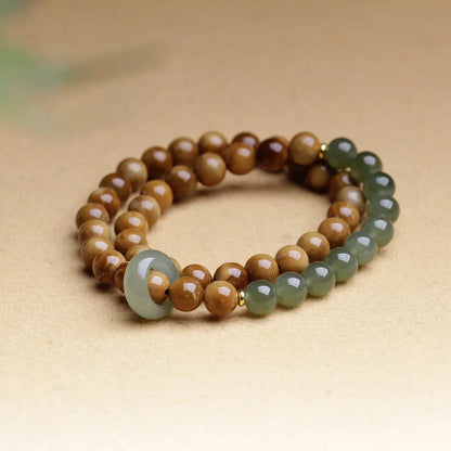 Hotan Jade 8mm Double-Layer Buddhist Bracelet｜Feng Shui Amulet