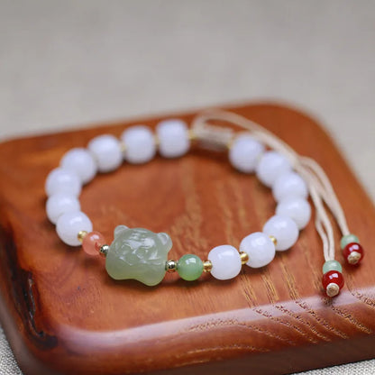 Lucky Jade Antique Gong Bell Bracelet — Boho Feng Shui Charm