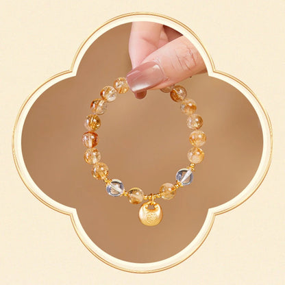 Natural Yellow Tower Crystal Golden White Crystal Lucky Charm Stone Original Design Enhance Energy Purification Wealth Bracelet