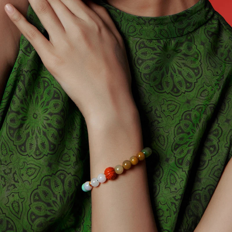 Amber & Yellow Turquoise Multi-Circle Buddha Bracelet