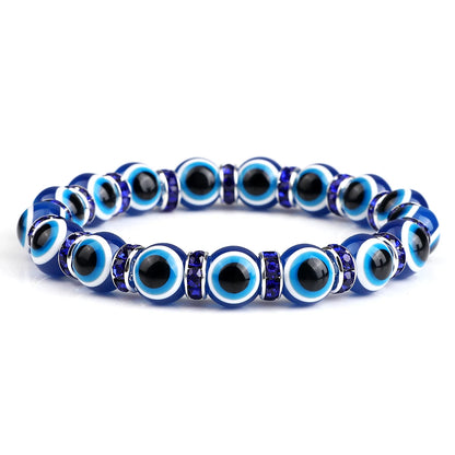 10mm Lucky Blue Evil Eye Bracelet with Charm Pendants