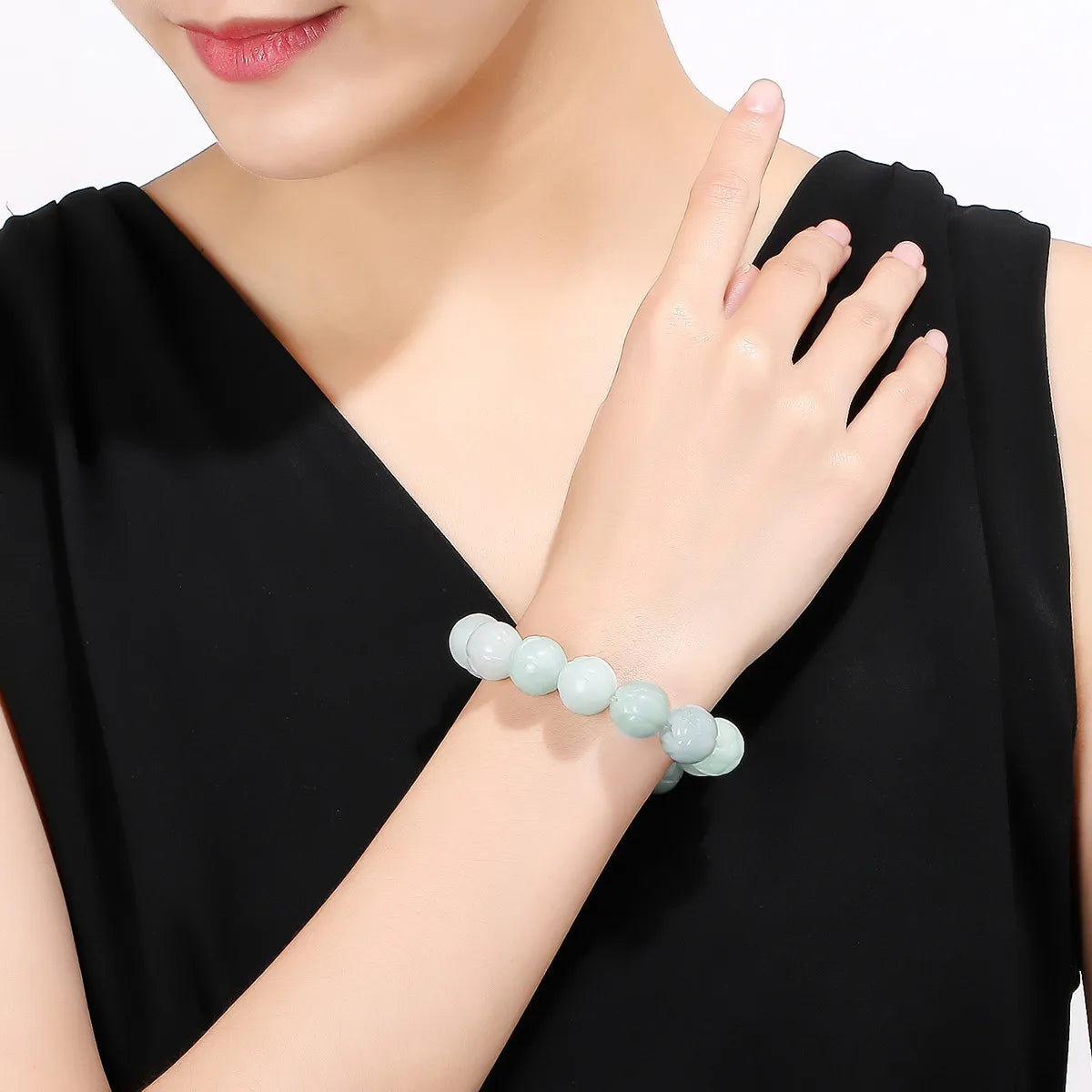 Natural Hotan Ice Jade Lotus Bracelet｜Elegant Unisex Strand