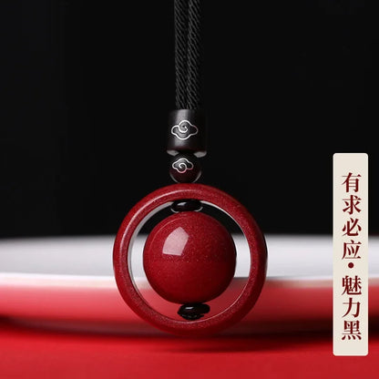 Cinnabar Six-Character Birth-Year Pendant Necklace