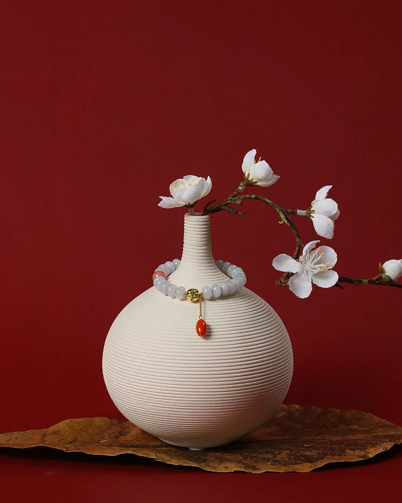 Emerald Rhodochrosite Bead Bracelet with S925 Agate